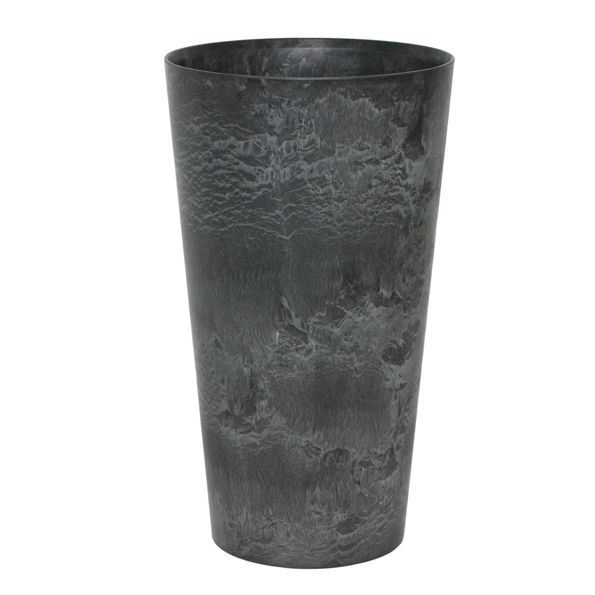 Artstone Tall flower pot Claire round black - Indoor and outdoor pot