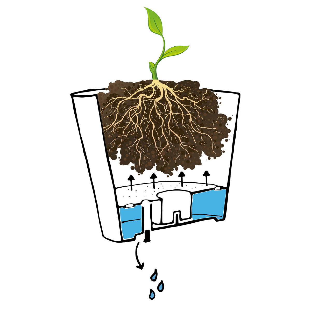 Artstone Tall flower pot Claire round black - Indoor and outdoor pot