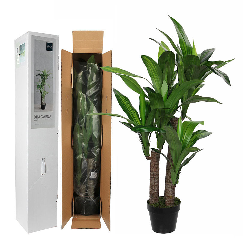 Artificial plant Dragon tree Dracaena including round plastic decorative pot