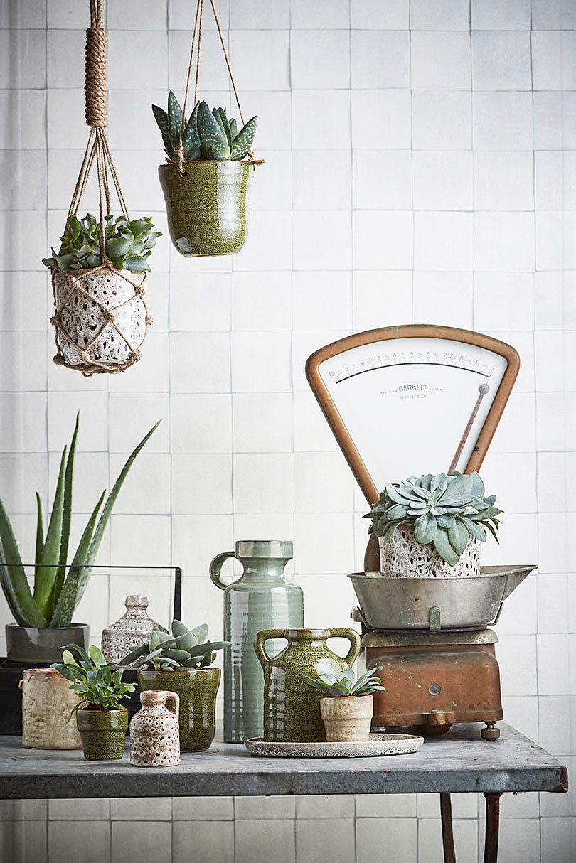 mica decorations plant pots Mica Decorations Decorative pot 'Ballon Stripe' brown with plant hanger