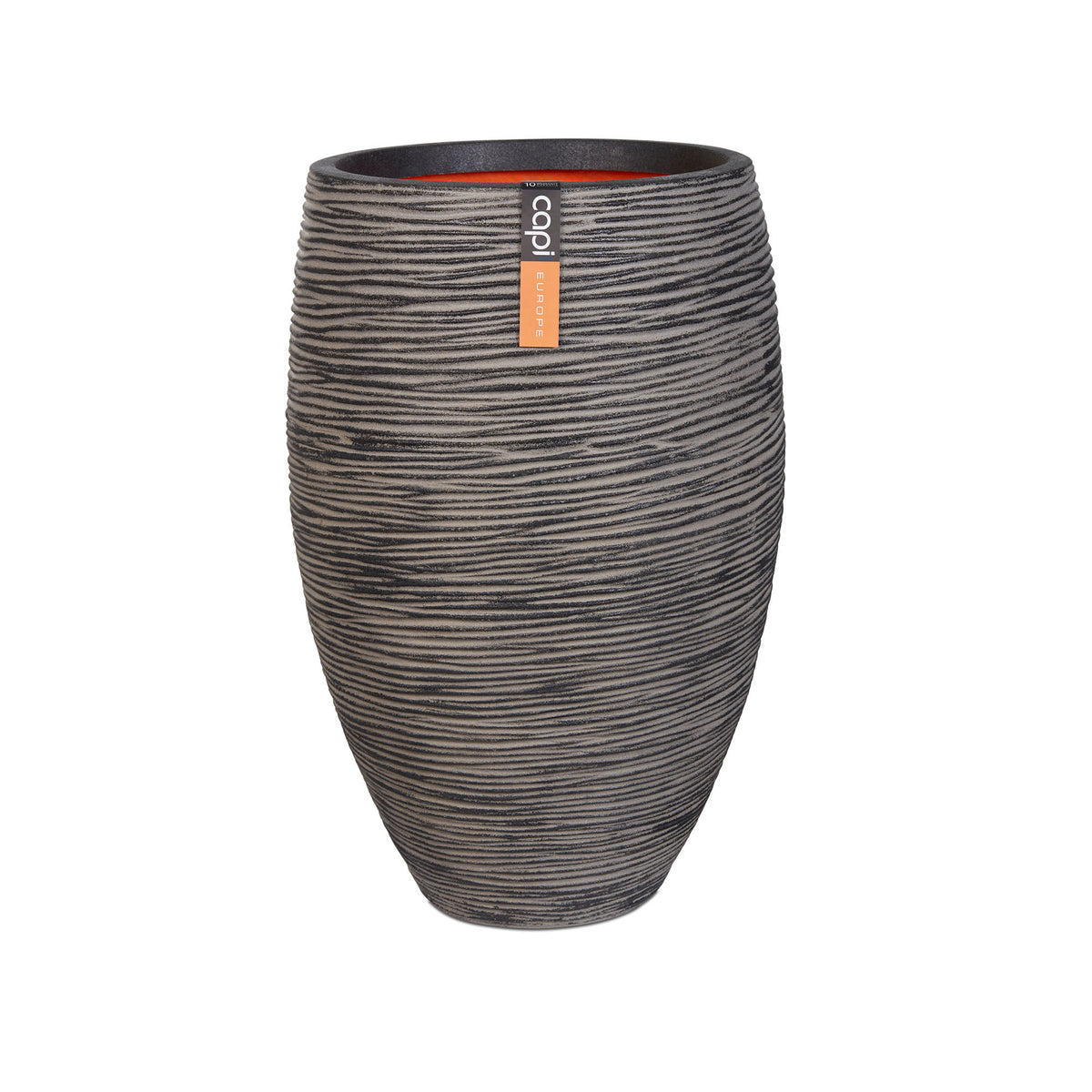 Capi Nature rib round anthracite - Indoor and outdoor pot