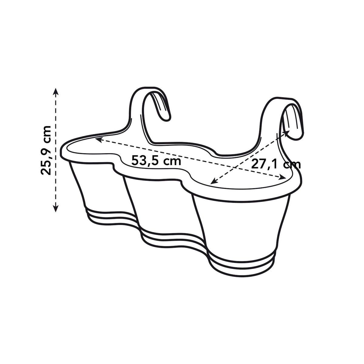Elho balcony planter Corsica easy hanger trio anthracite - Outdoor pot