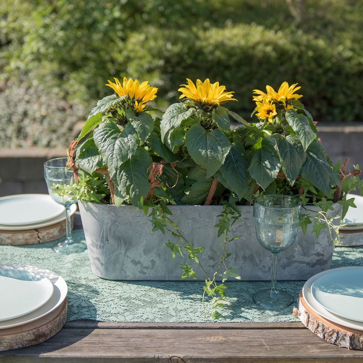 Artstone Balcony planter Claire oval grey - Indoor and outdoor pot