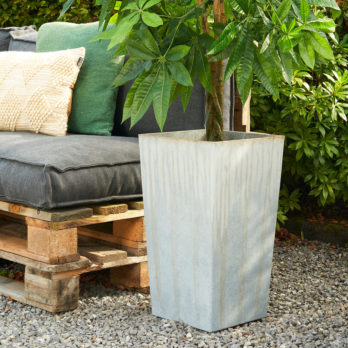 Mica flower pot Bravo square grey - Indoor and outdoor pot