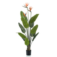 Artificial plant Bird of Paradise plant Strelitzia orange incl. decorative black pot