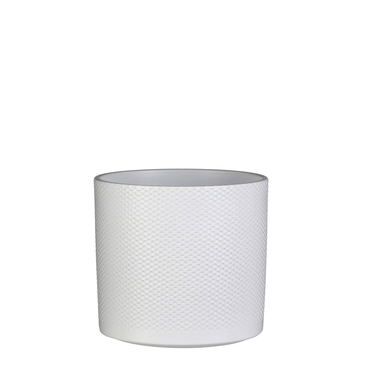 Mica flower pot Era round white relief - Indoor pot