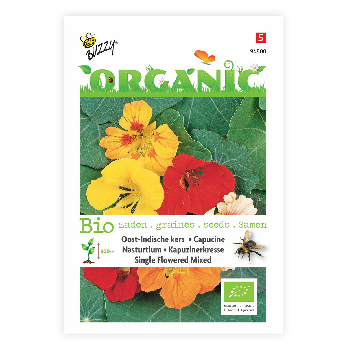 Nasturtium Tropaeolum majus - Organic yellow-red-orange 5 m² - Flower seeds