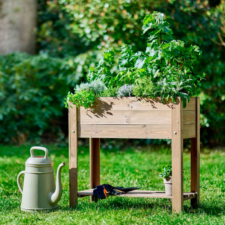 Raised garden bed brown