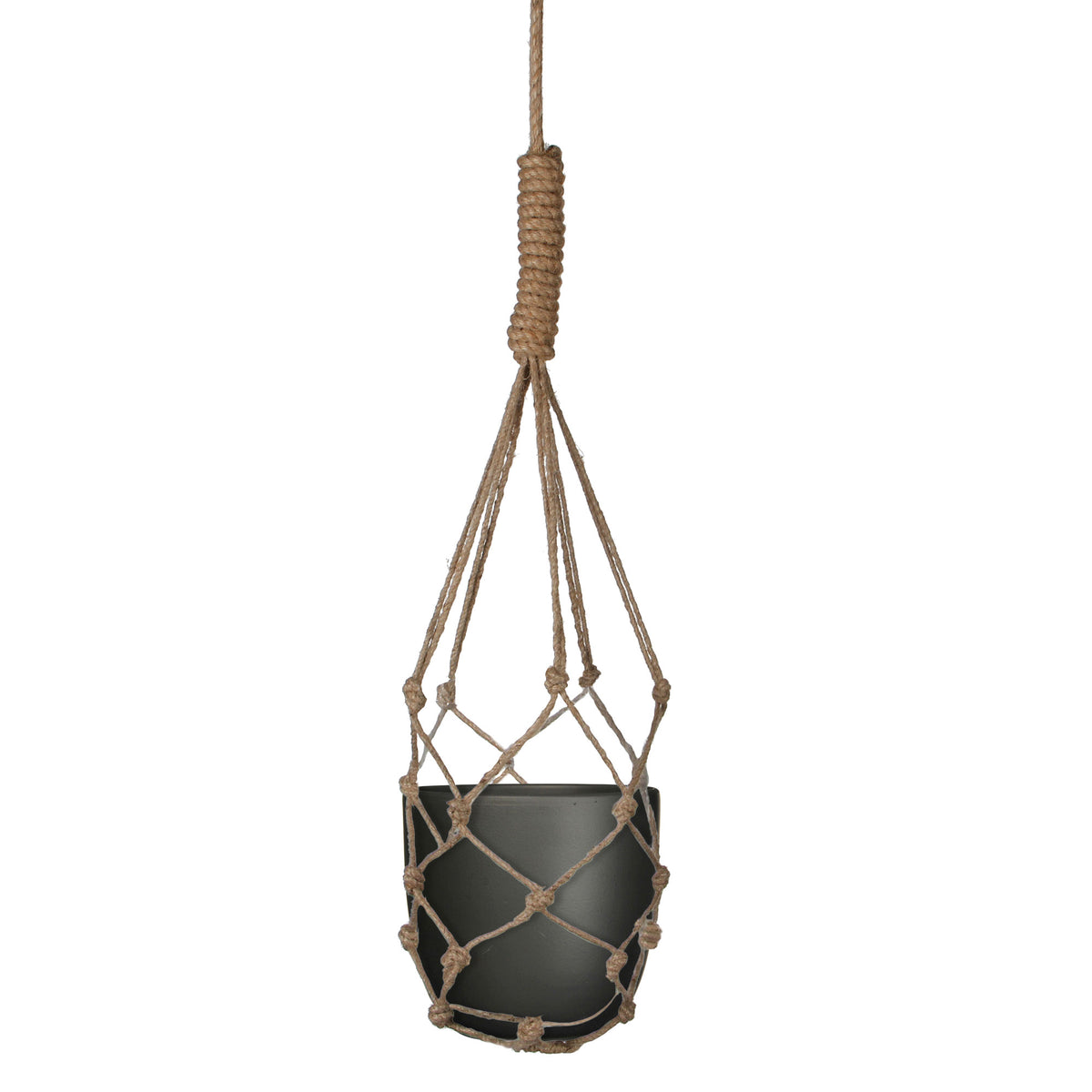 Mica Decorations flower pot Tusca round - Indoor pot black including/incl. jute plant hanger