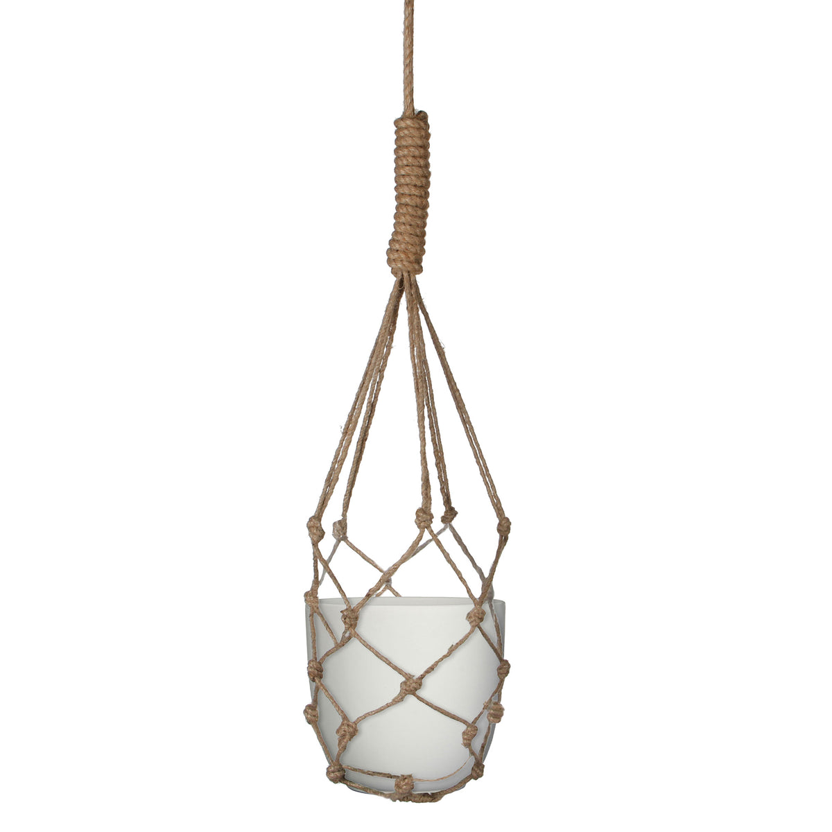Mica Decorations flower pot Tusca round - Indoor pot white including/incl. jute plant hanger