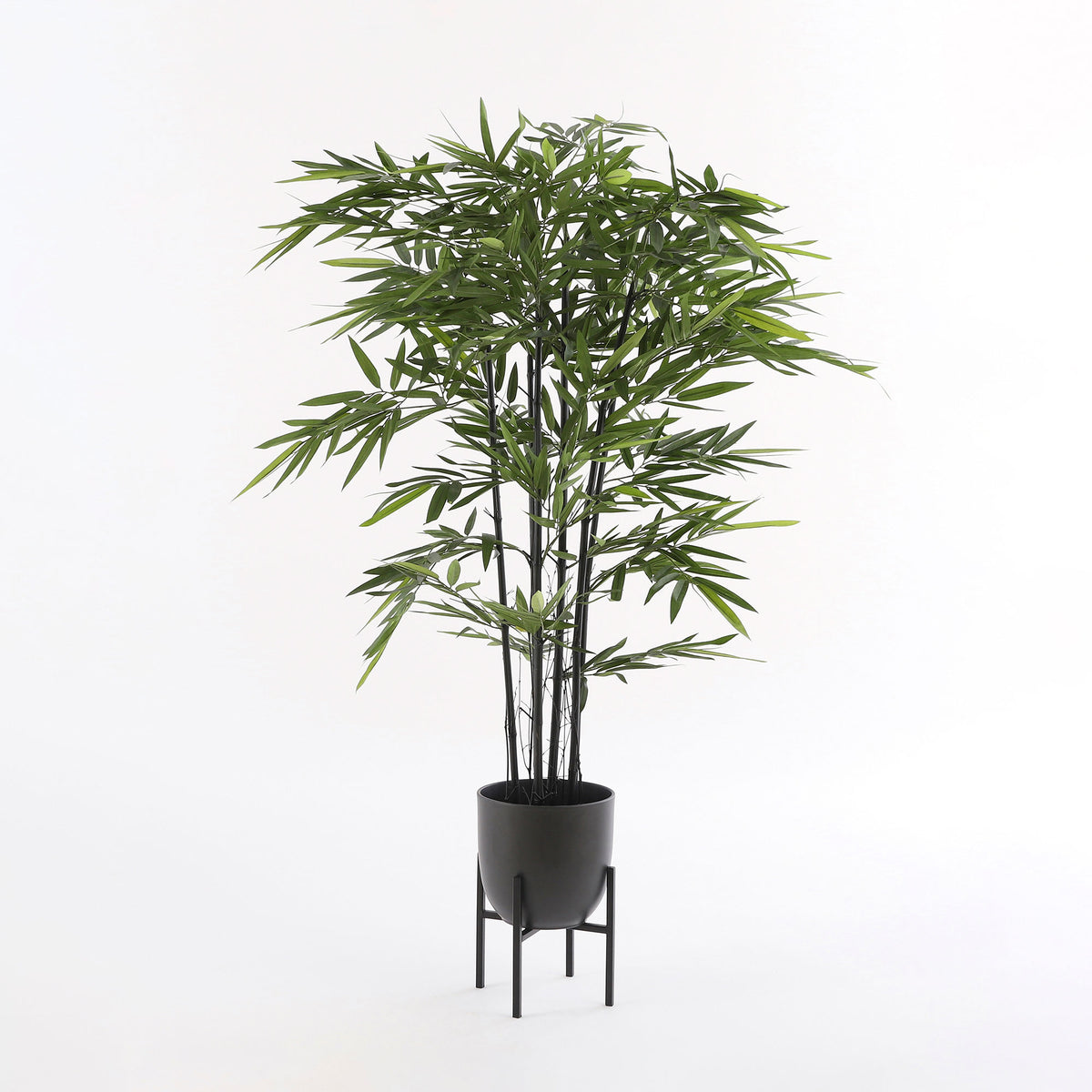 Mica flower pot Tusca round black with plant stand - Indoor pot