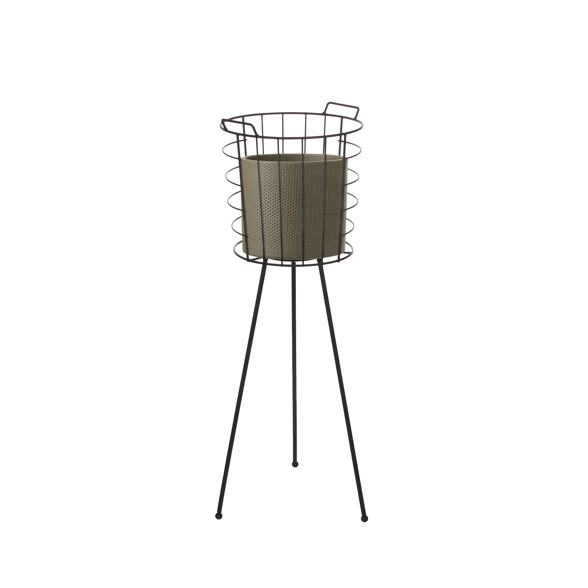 Mica flower pot Era round green with plant stand - Indoor pot