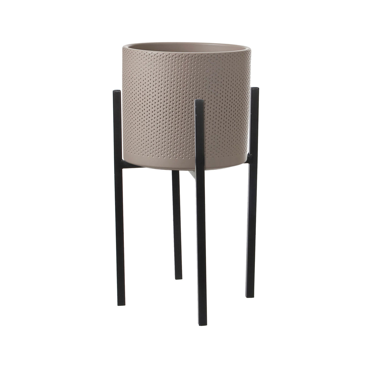 Mica flower pot Era round grey with plant stand - Indoor pot