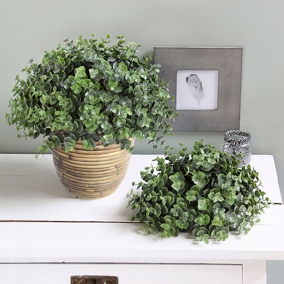 Eucalyptus artificial plant incl. brown decorative pot