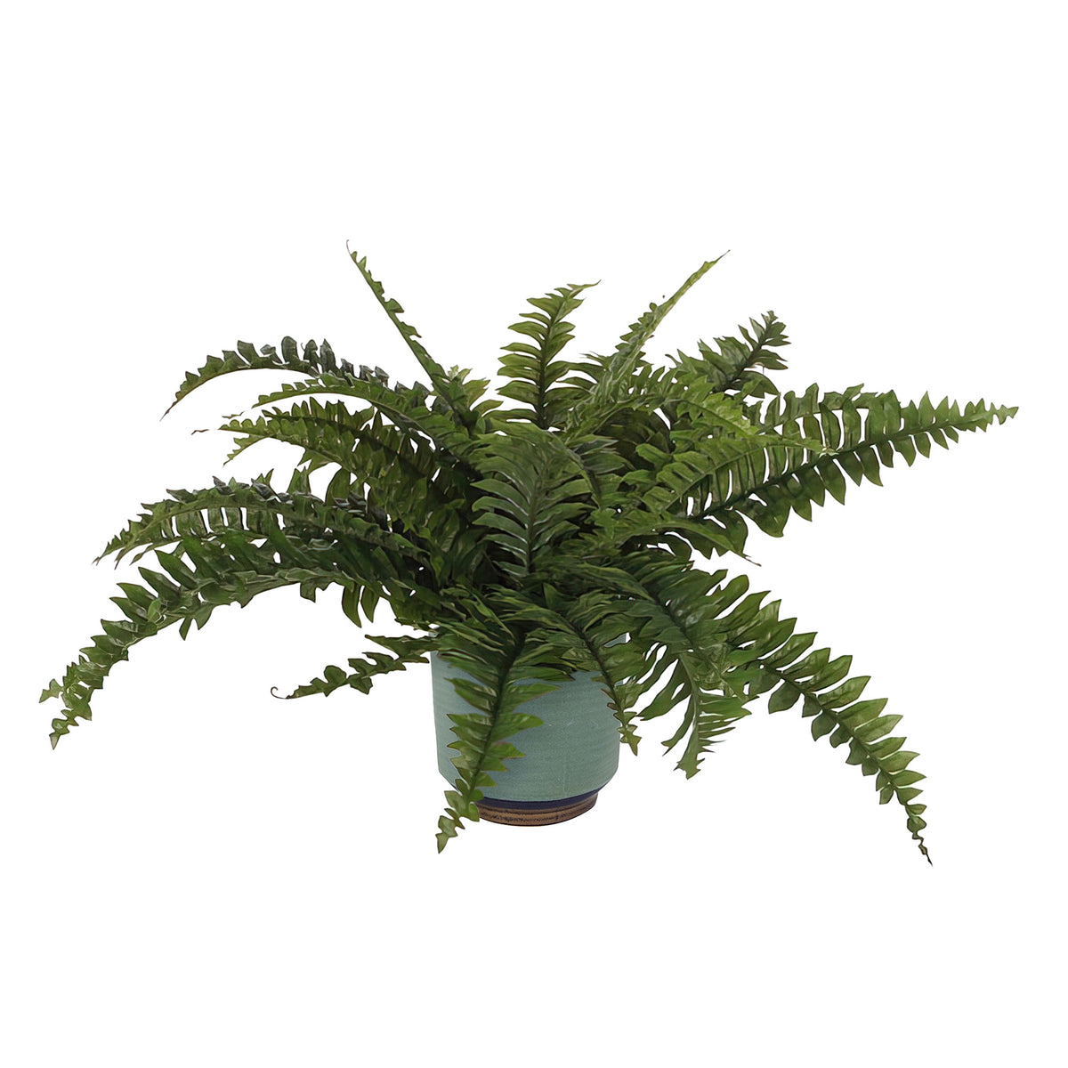 'Boston' artificial fern incl. decorative blue pot