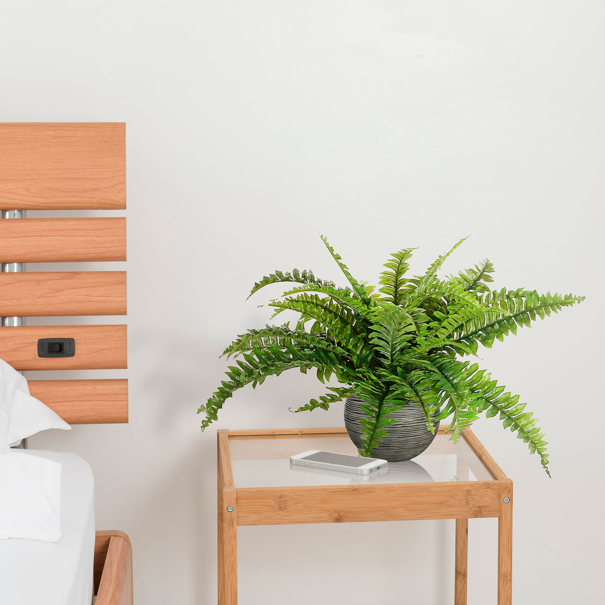 'Boston' artificial fern incl. decorative anthracite pot