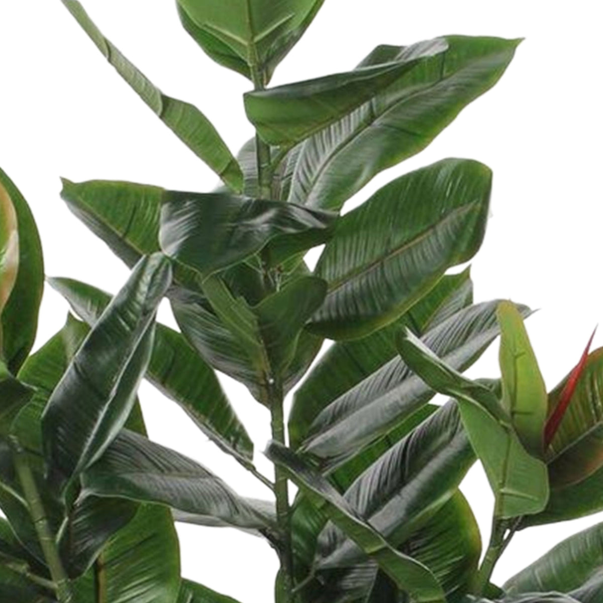 Artificial green rubber plant incl. black basket