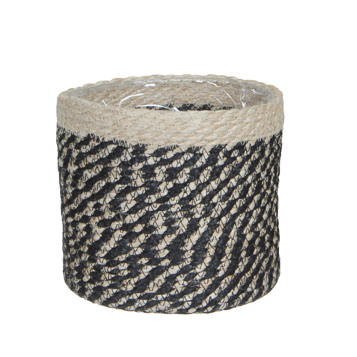 Artificial green rubber plant incl. black basket