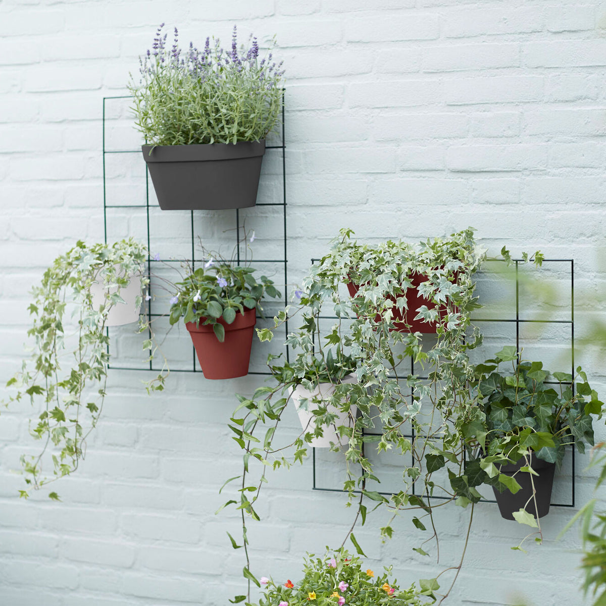 Elho Flower Pot 'Loft urban Green wall ' oval anthracite with Elho rack - Outdoor pot