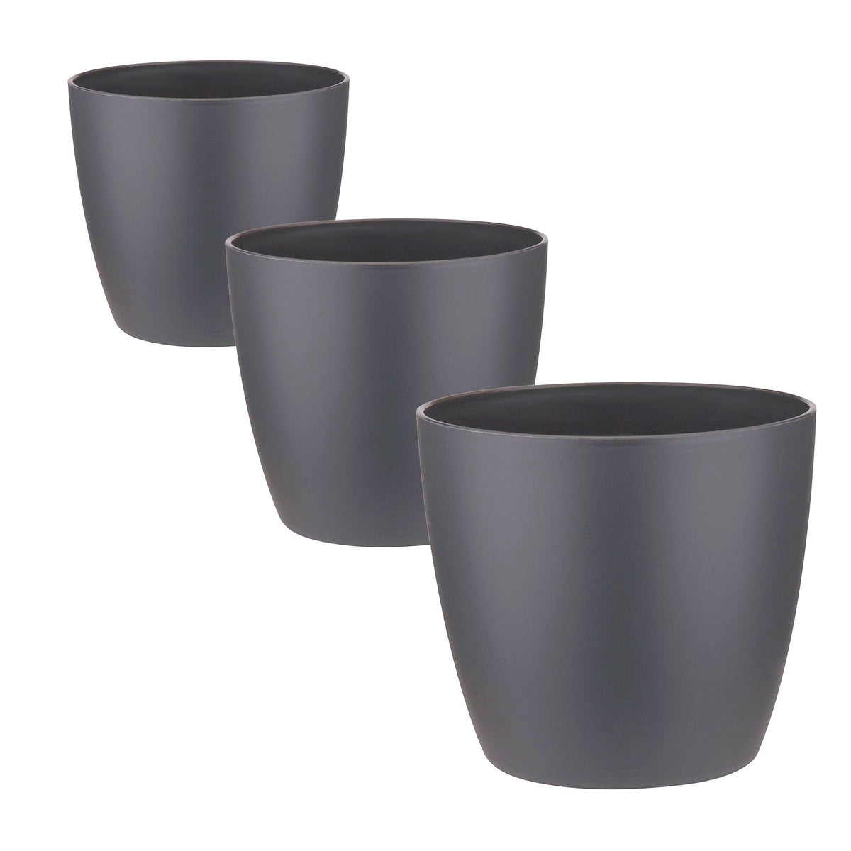 3x Elho Flower Pot Brussels round anthracite in three sizes - Indoor pot