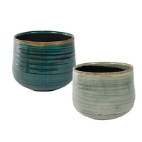 2x TS Flower Pot Iris round blue-green - Indoor pot