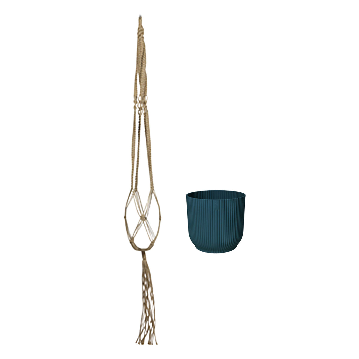 Elho Decorative pot 'Vibes Fold' blue with plant hanger