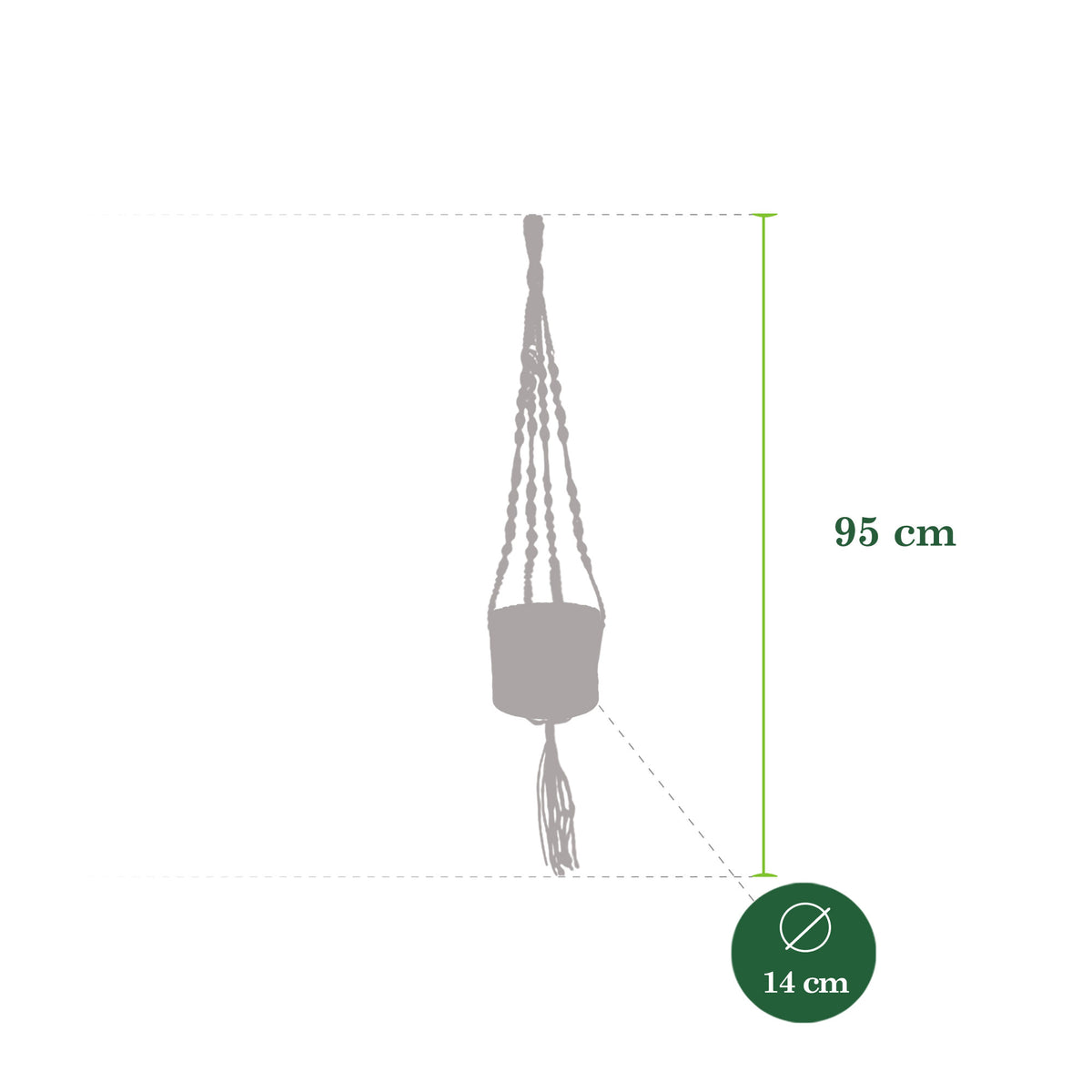 Mica Decorations basket Macrame 'Bonaparte' black-white with plant hanger