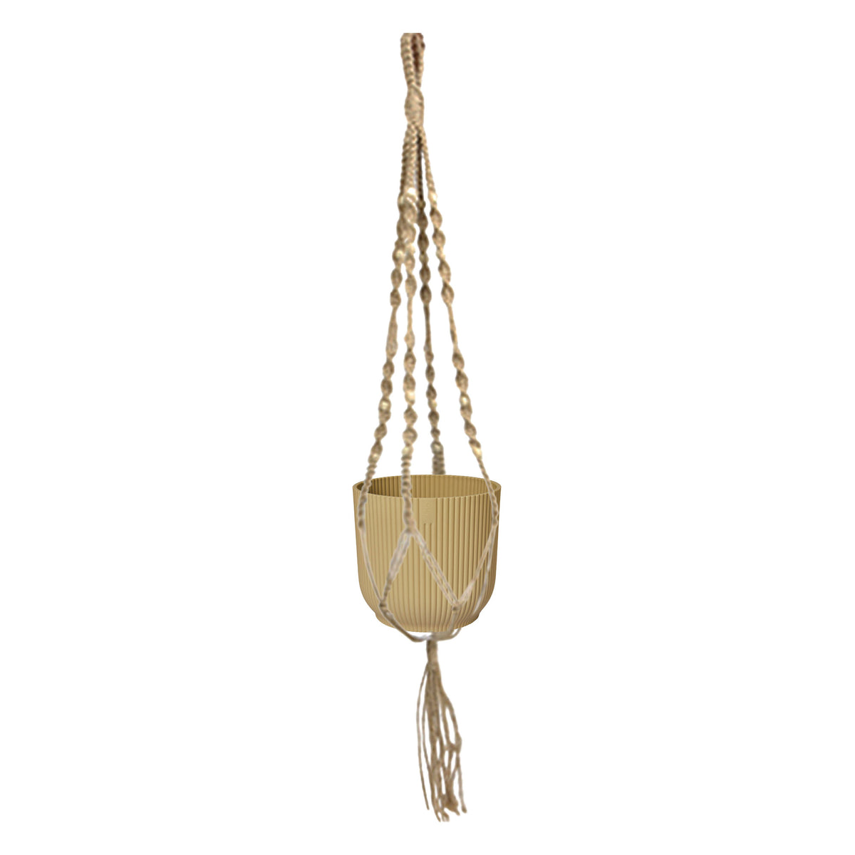 Elho Decorative pot Macrame 'Vibes Fold' yellow with plant hanger