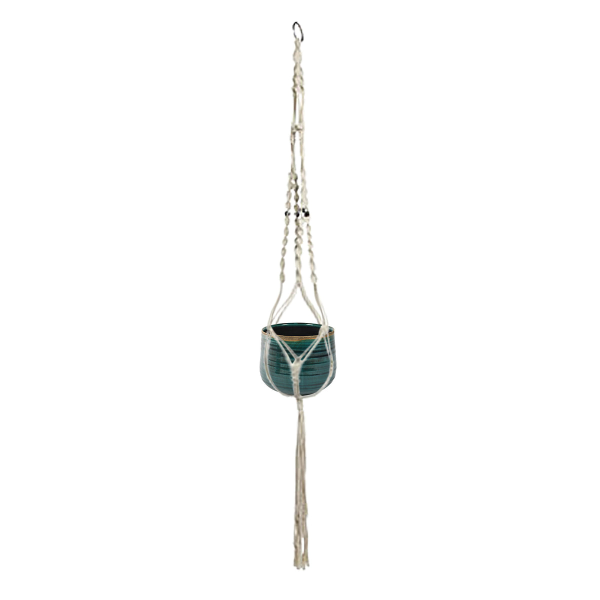 Decorative pot Macrame 'Iris' blue with plant hanger