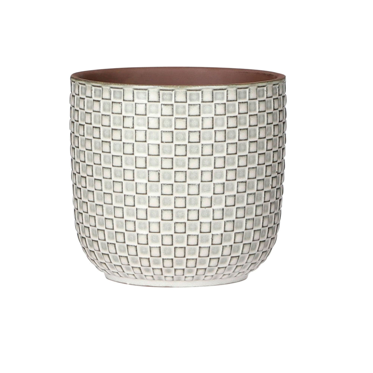 Mica flower pot, round 'Daan' white — indoor pot