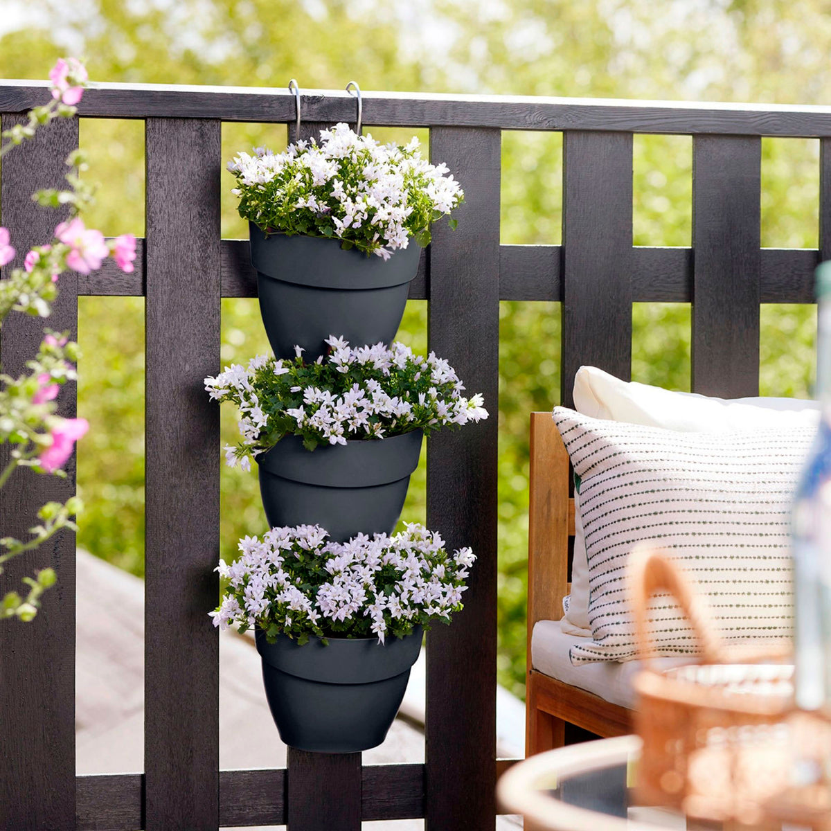 Elho vibia campana vertical garden round - outdoor pot Anthracite