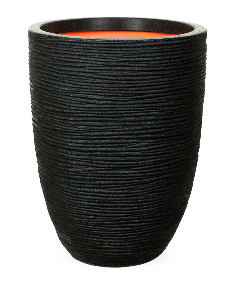 Capi Flower pot Nature rib round black - Indoor and outdoor pot