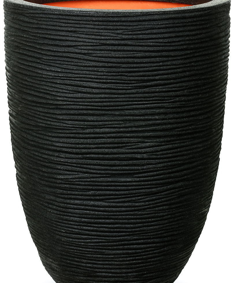 Capi Nature rib round black - Indoor and outdoor pot
