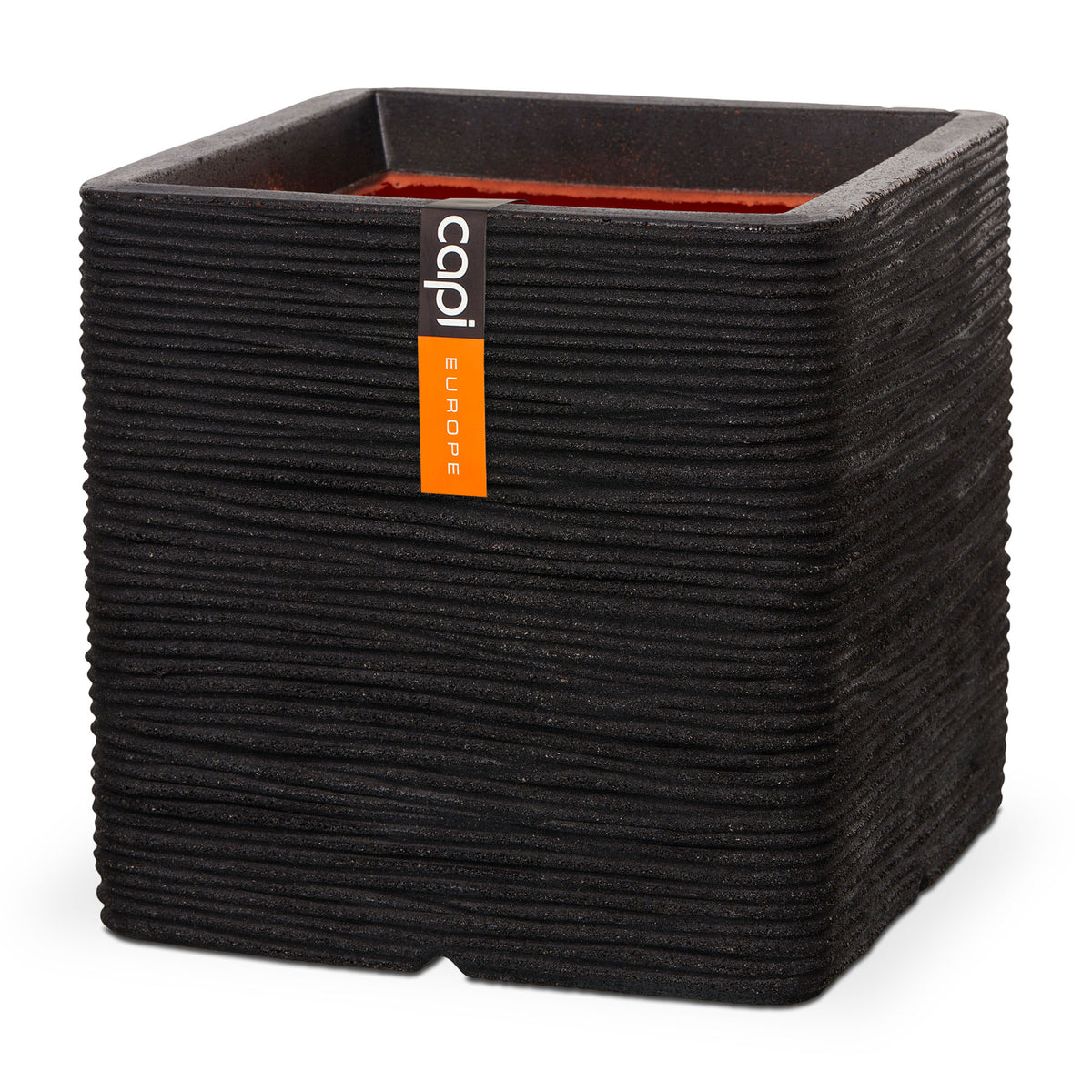 Capi flower pot Nature rib square black - Indoor and outdoor pot