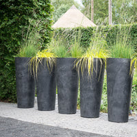 Artstone Tall flower pot Claire round black - Indoor and outdoor pot