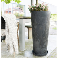 Artstone Tall flower pot Claire round black - Indoor and outdoor pot