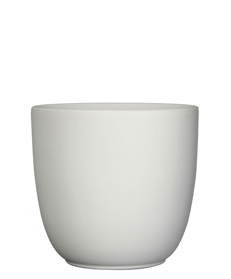 Mica flower pot Tusca round white with plant stand, black - Indoor pot