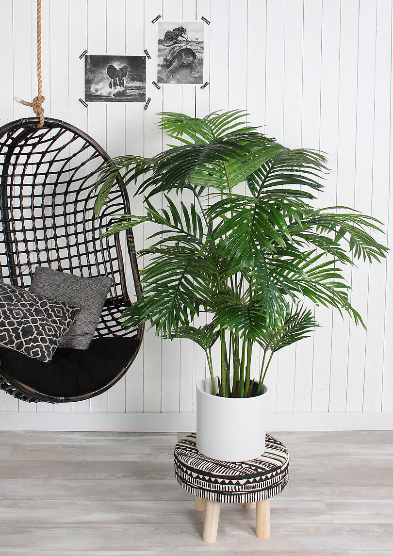 Artificial butterfly palm including round plastic decorative pot