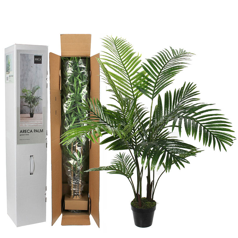 Artificial butterfly palm including round plastic decorative pot