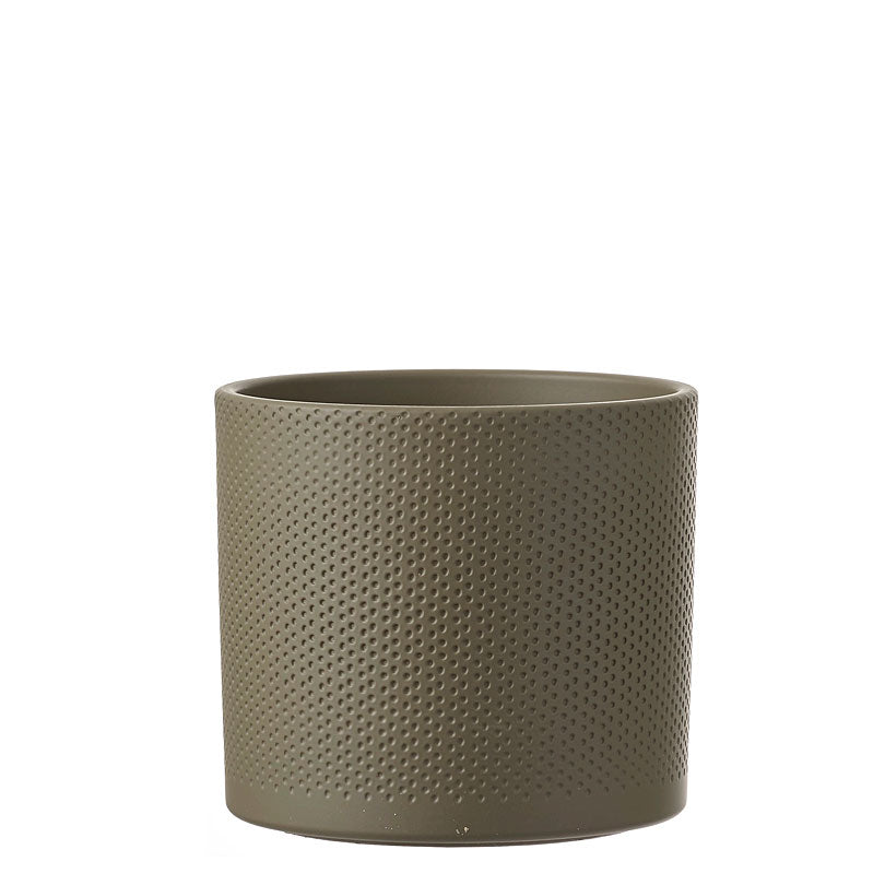Mica flower pot Era round green relief- Indoor pot