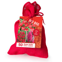 50x flower bulbs in burlap sack Red