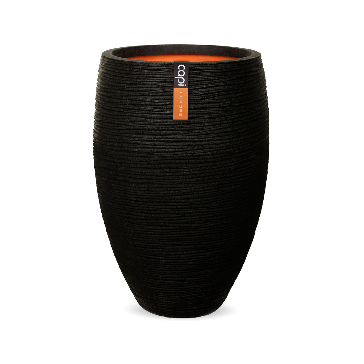 Capi Nature rib round black - Indoor and outdoor pot