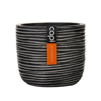 Capi flower pot Nature Rib pot ball round black — indoor pot
