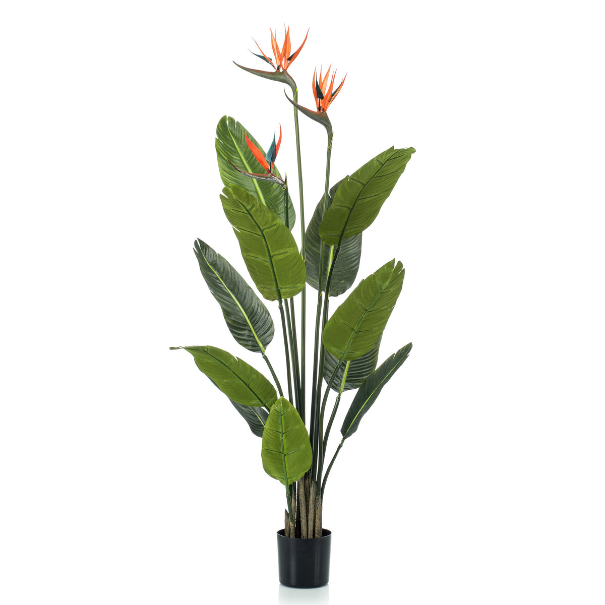 Artificial plant Bird of Paradise plant Strelitzia orange incl. decorative black pot