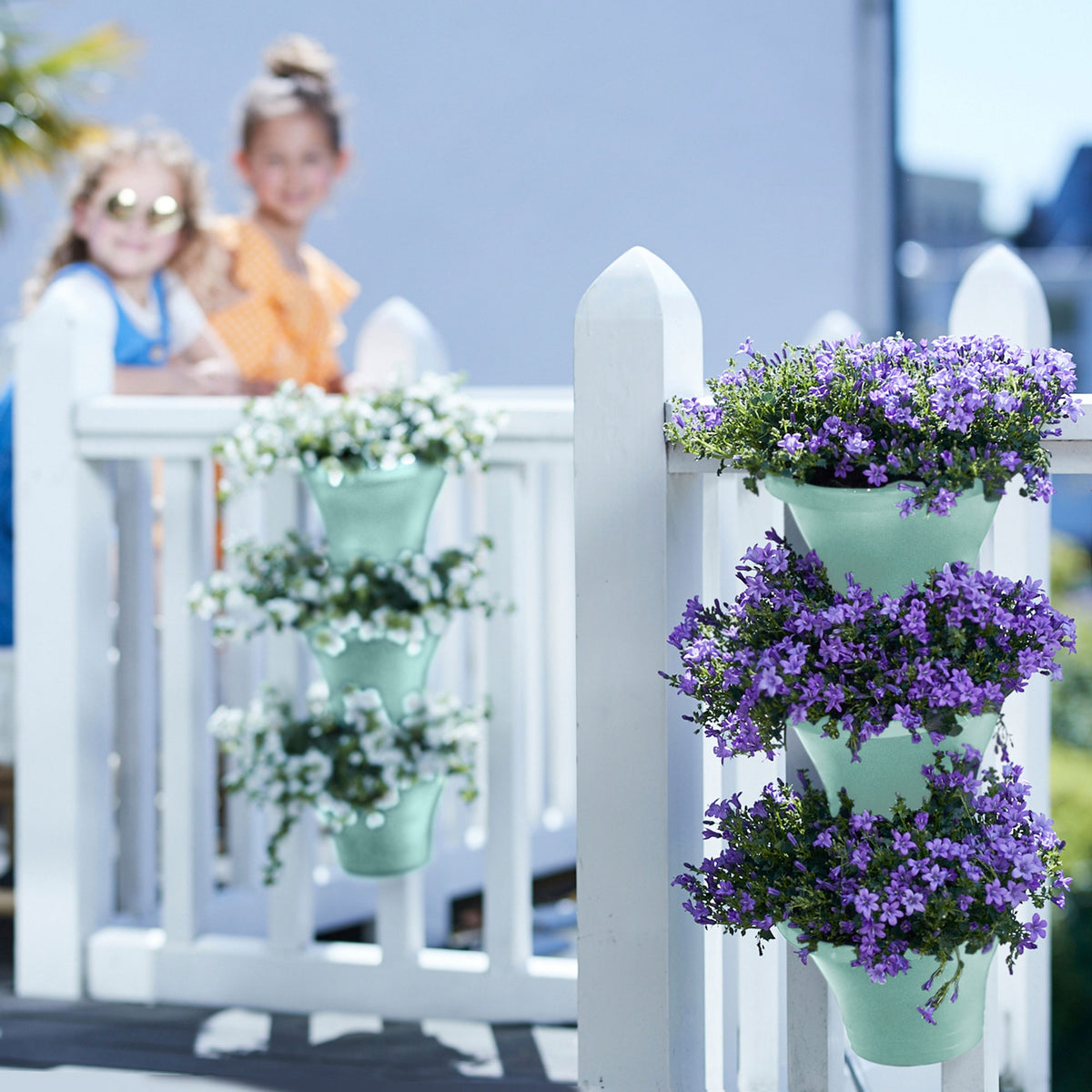 3x Elho Flower pot Corsica Vertical forest round white - Outdoor pot