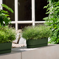 Elho Flower pot Greenville terrace trough oval green With wheels - Outdoor pot