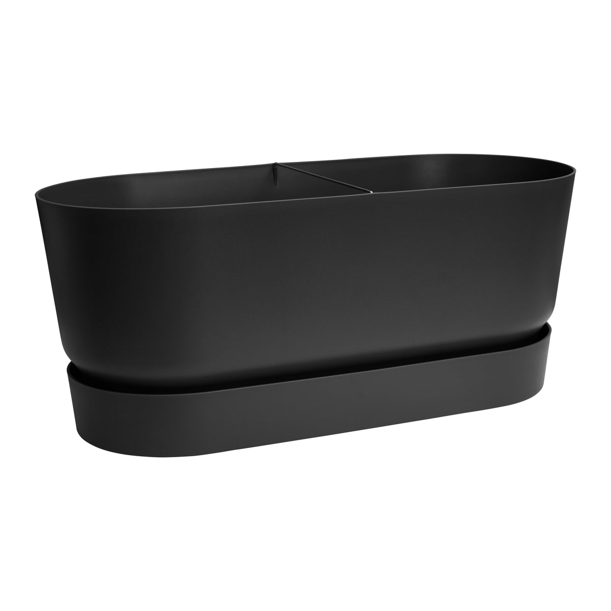 Elho Flower pot Greenville terrace trough oval black With wheels - Outdoor pot