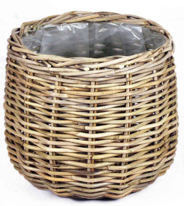 Rattan basket, round grey - Indoor pot