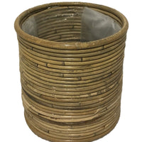 Striped rattan flower pot round grey - Indoor and outdoor pot