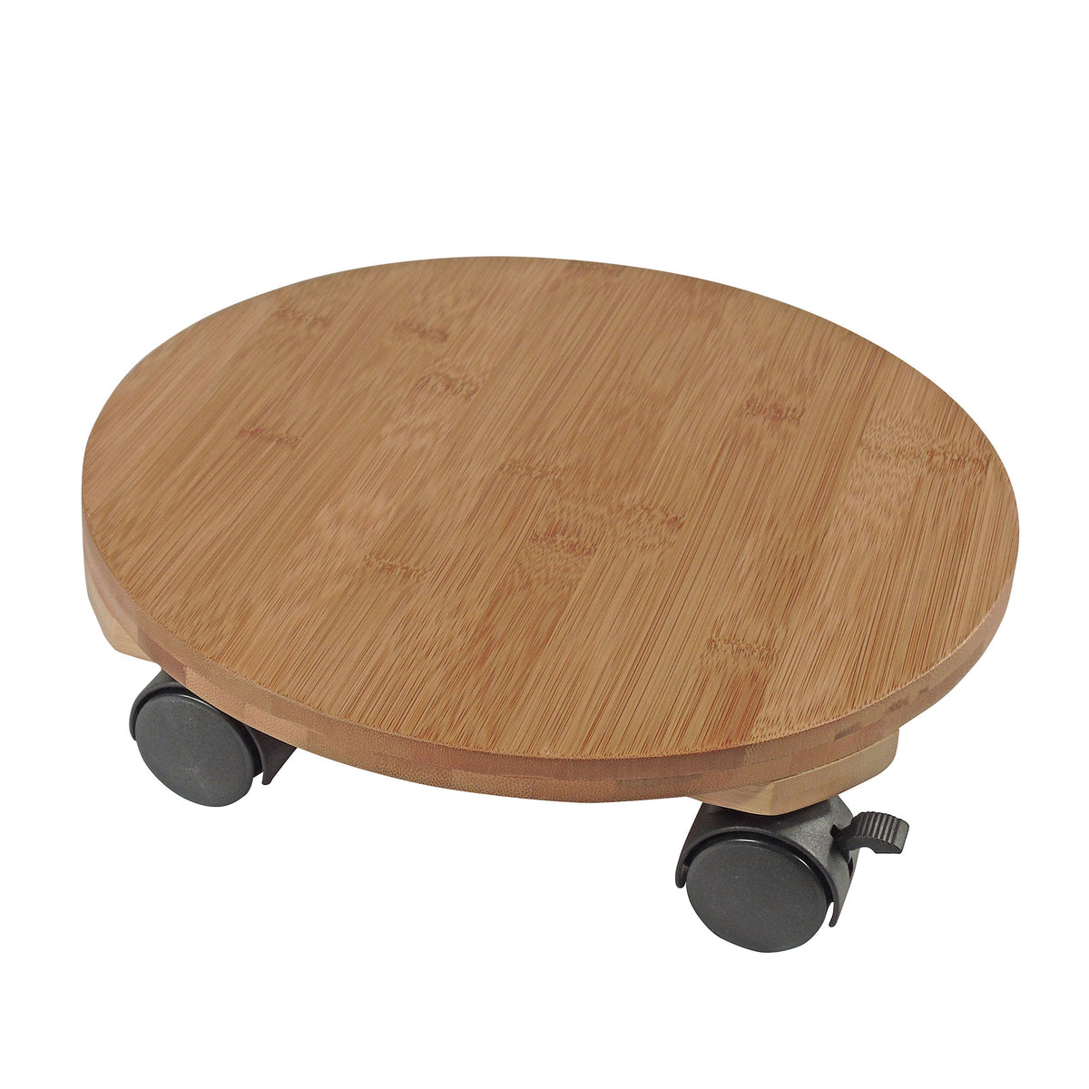 Nature Bamboo plant trolley round brown